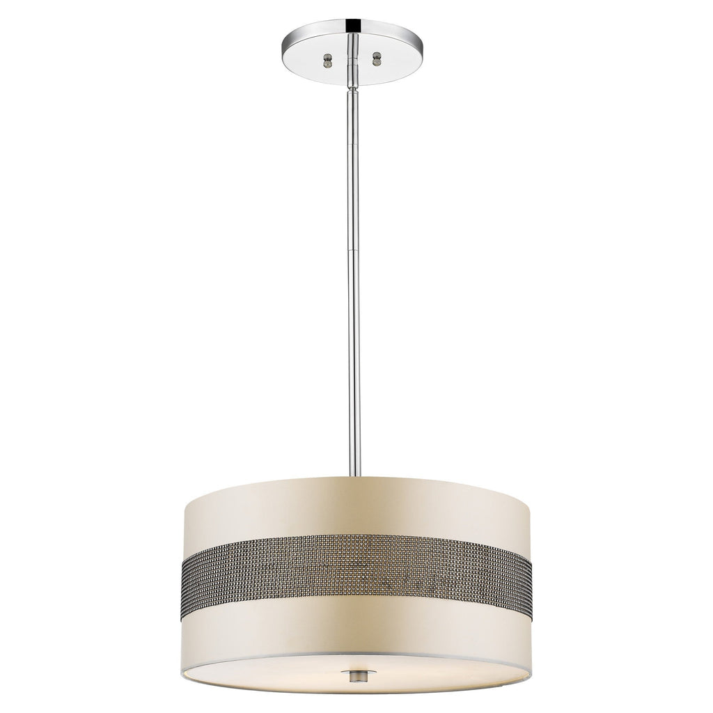 Harmony 3-Light Metallic Silver Pendant With Crystal Studded Platinum