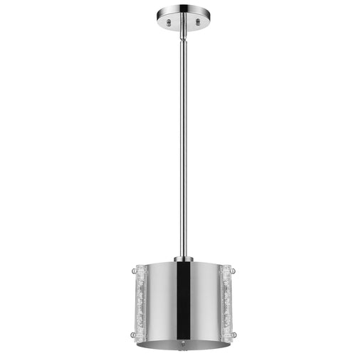 Zoom 1-Light Polished Stainless Steel Pendant With Seeded Acrylic