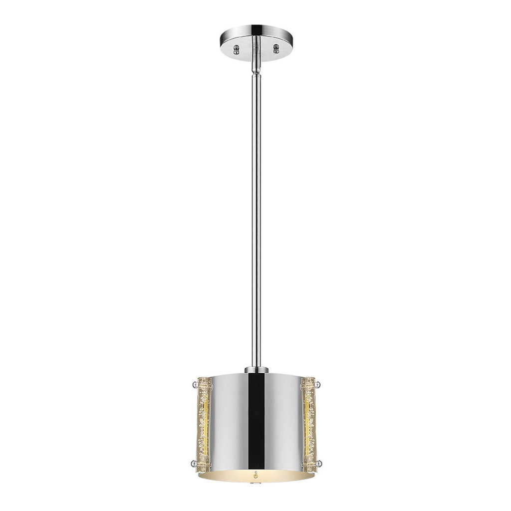 Zoom 1-Light Polished Stainless Steel Pendant With Seeded Acrylic