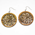 925 Sterling Koa Wood Abalone Hook Earring - Monstera Leaf